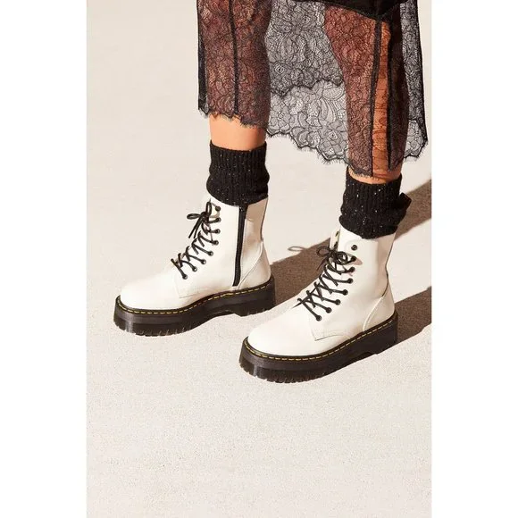 Dr. Martens Shoes Dr Martens Jadon Laceup Platform Boots In White Leather Womens Size 9 4 Poshmark